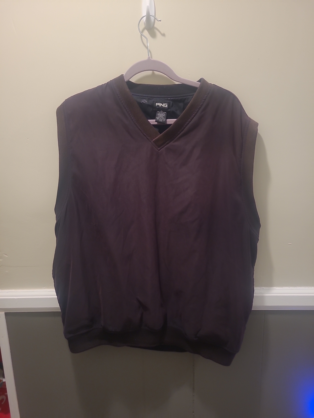 Ping Golf  V-neck Wind Breaker Pullover Size XL Brown Vest